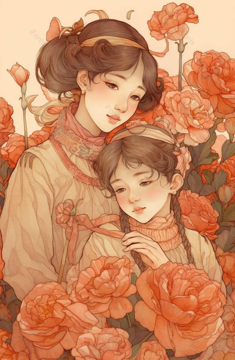 手绘中国风感恩母亲节插画背景,插画/手绘图,插画/手绘图库,插画/手绘图下载,插画/手绘